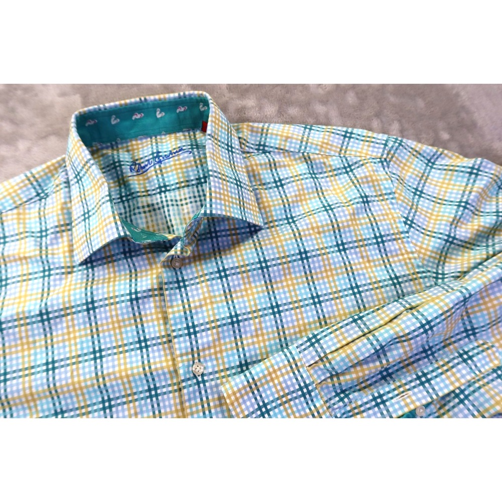 Robert Graham Gingham Button Dress Shirt Men's Size 43 17‎ L/XL